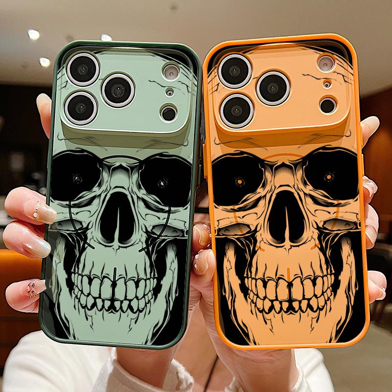 Human Skull Printed Magnetic Phone Case For iPhone 17 Pro Max 16 15 14 13 Pro Max For Magsafe Wireless Charge Hard PC Back Cover