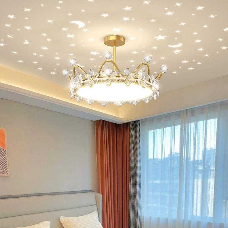 Modern Crystal Crown LED Ceiling Chandelier Lights Children Girls Bedroom Study Living Kid's Room Pendent Lamp Home Decoration