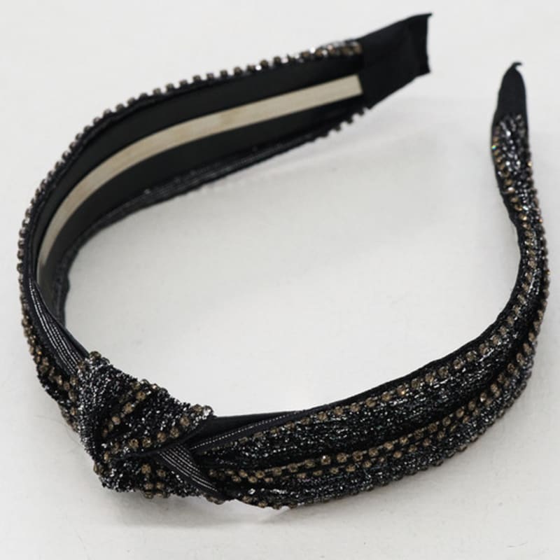 SORRY TOO MUCH LOVE Ribbon Bandana Gem Hairband_Black