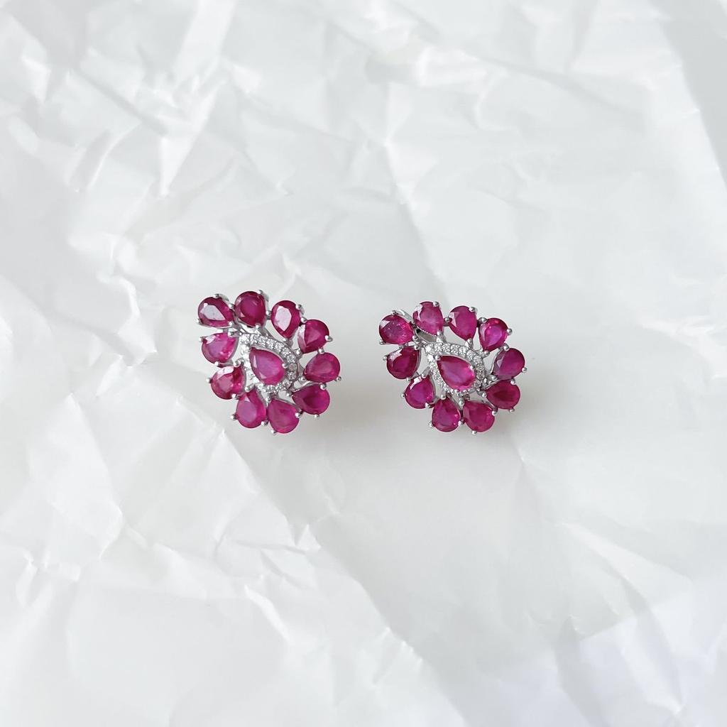 Silberohrringe mit natürlichem Rubin 11,318 ct (2153009)