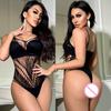 Sexy Lingerie Women Halter Open Bra Black Bodysuits Erotic Costumes Teddy Baby Doll Dress Push Up Underwear Set Bodysuit
