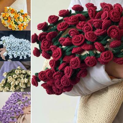 Crochet Flower Blanket Handmade Rose Bouquet Blanket Decor Home Blanket Bouquet Throw Majalis 0 J2E2