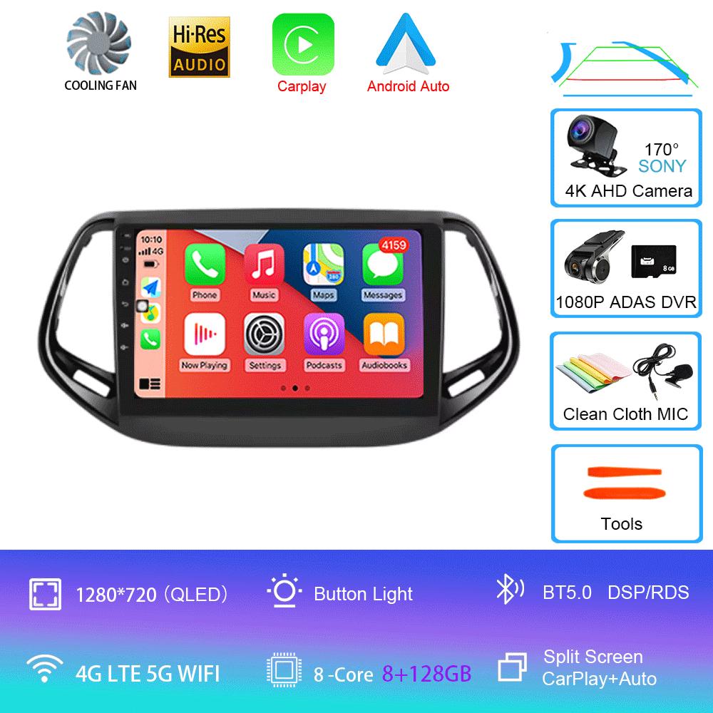 For Jeep Compass 2017 - 2019 360 Camera Head Unit Android 14 Video Player Car Radio Autoradio Multimedia GPS Navigation Monitor