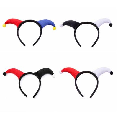 Cute Two-color Clown Headband Exaggerated Costume Accessories Joker Headwear Halloween Devil Horn Headpiece Festival Celebration