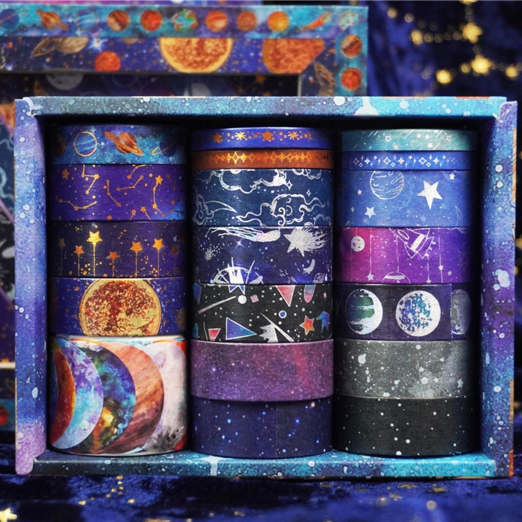 Space Washi Tape Starry Celestial Gold Foil for Crafters