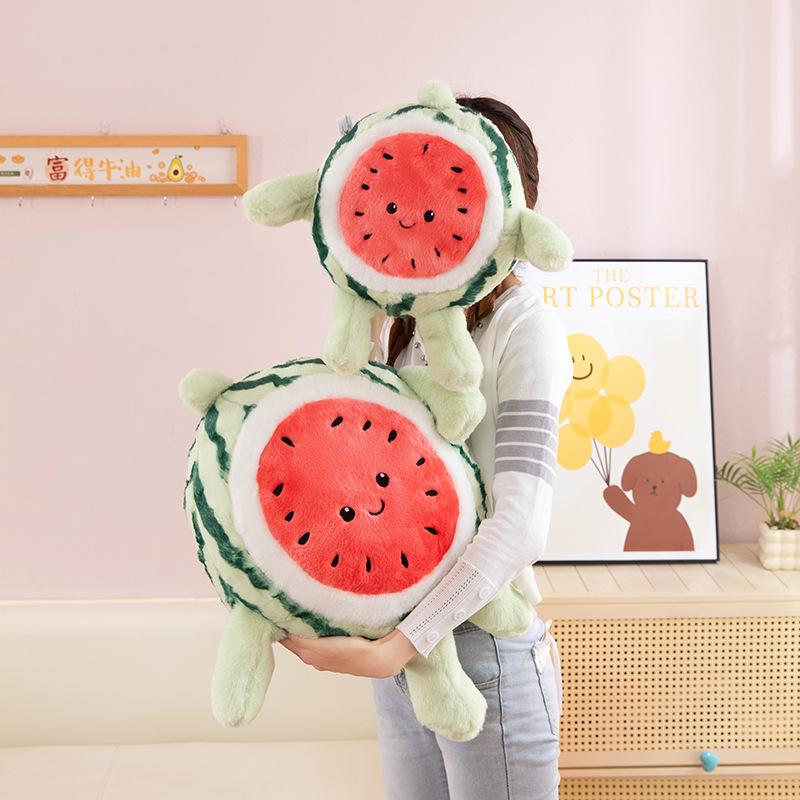 Cute running watermelon plush toy simulation fruit throw pillow doll children's birthday gift
