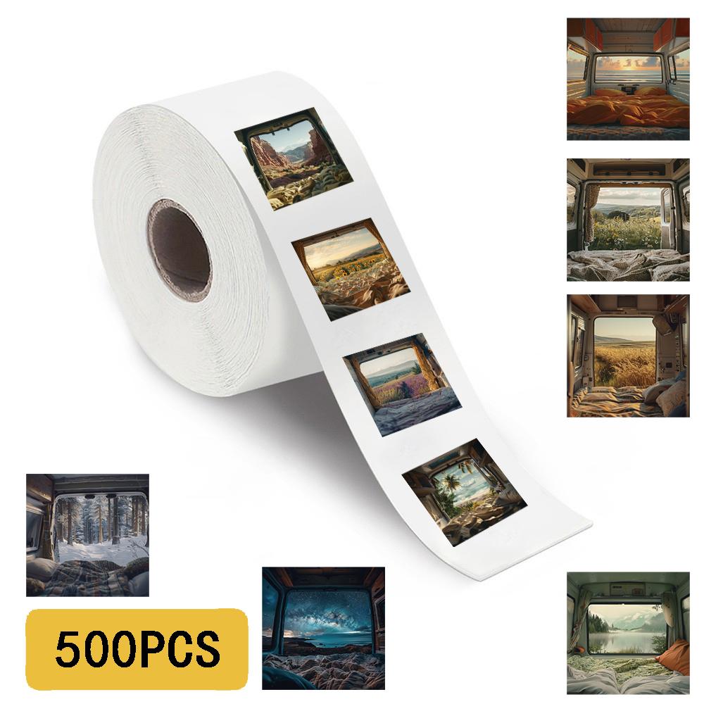 500PCS Camping Scenery Roll Stickers Scrapbooking Notebook Y2k Fashion Gift Colorful Graffiti Phone Fashion Aesthetic Sticker