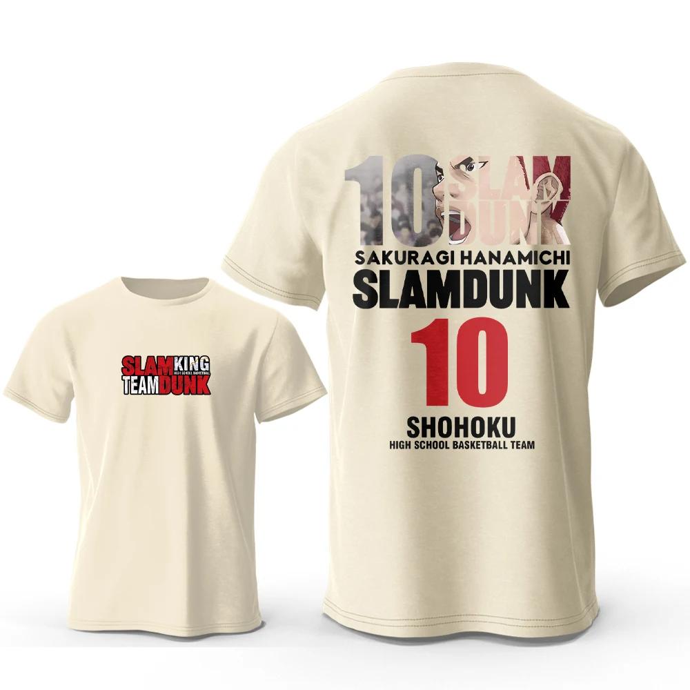 Anime Slam Dunk Printed 100% Cotton Classic T-Shirt For Men Crew Neck Short-sleeved T-shirt Casual Loose Fashion Streetwear Tops