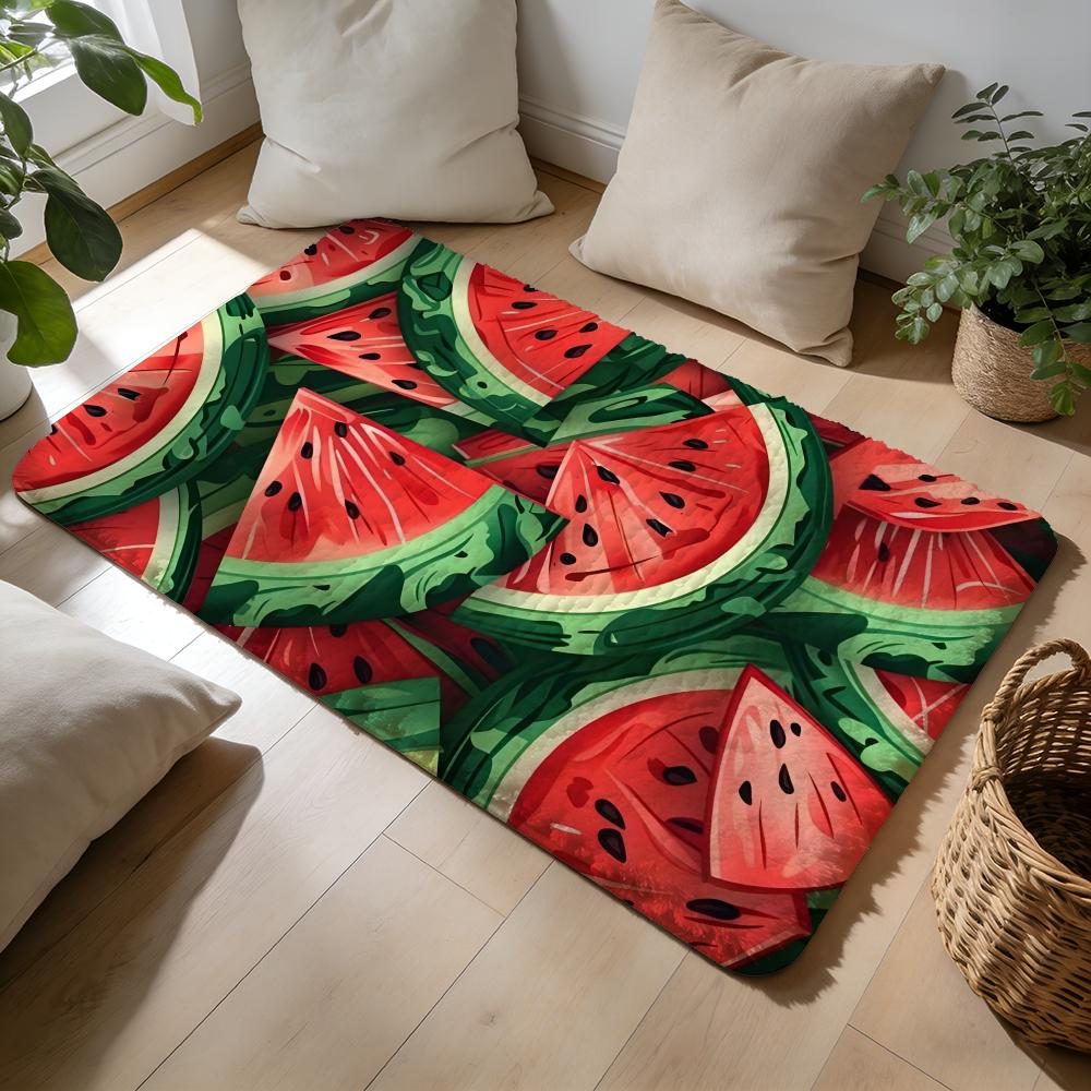 Summer Cartoon Fruit Colorful Floor Mat Soft Flannel Absorbent Mat Non-Slip Rug Home Bedroom Bathroom
