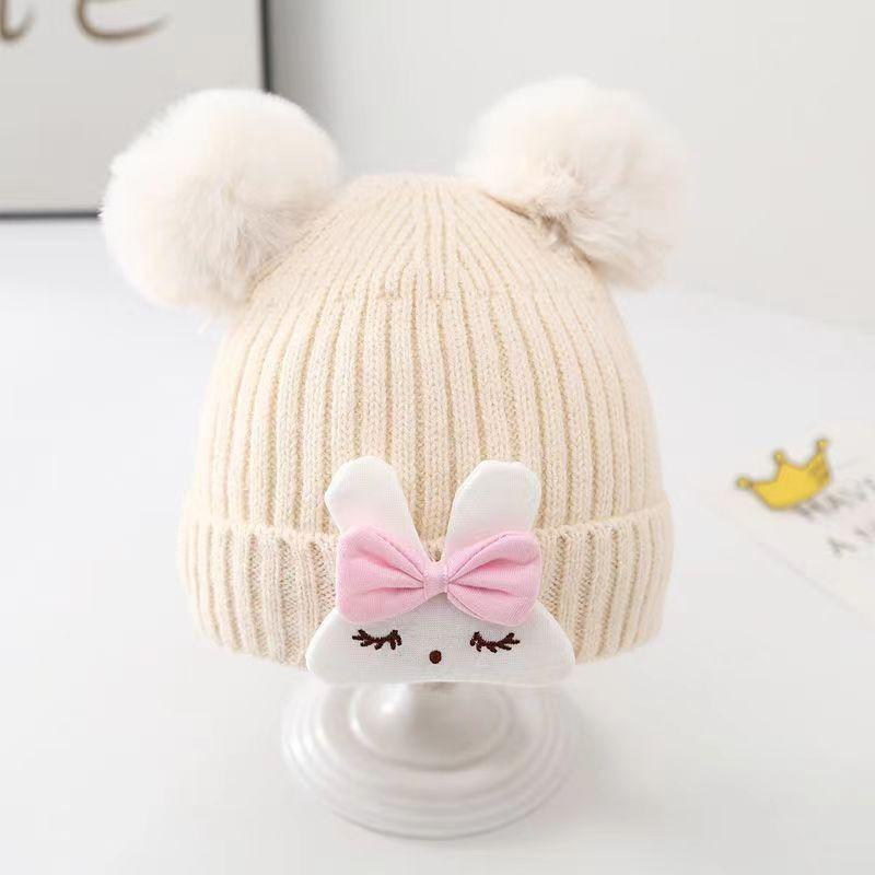 Baby hat cute cartoon bunny wool hat winter male and female baby warm ear hat knitted hat