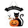 Halloween Decoration Wooden Halloween Door Wreath for Front Door Signs Cats Pumpkin Hanging Signs for Home Wall Decors