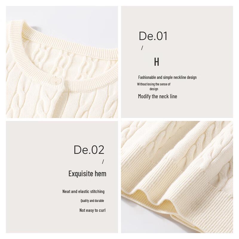 MJ STYLE Women's Round Neck Cable Knit Cardigan