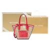 New MICHAEL KORS Kimberly Leather Tote Bag Shopping Bag Shoulder Bags Handbags Small Size Women's Transparent Coral Red 35T2G7KT5W-801