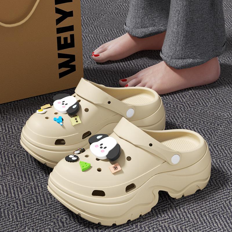 7.0CM small man height-increasing thick-soled hole shoes summer beach slippers can be worn outside high-end cool slippers women's models