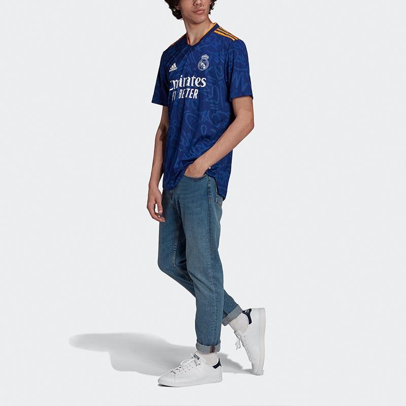 adidas Real Madrid Away Player Edition Soccer/Football Sports Short Sleeve Blue Men's GM6775