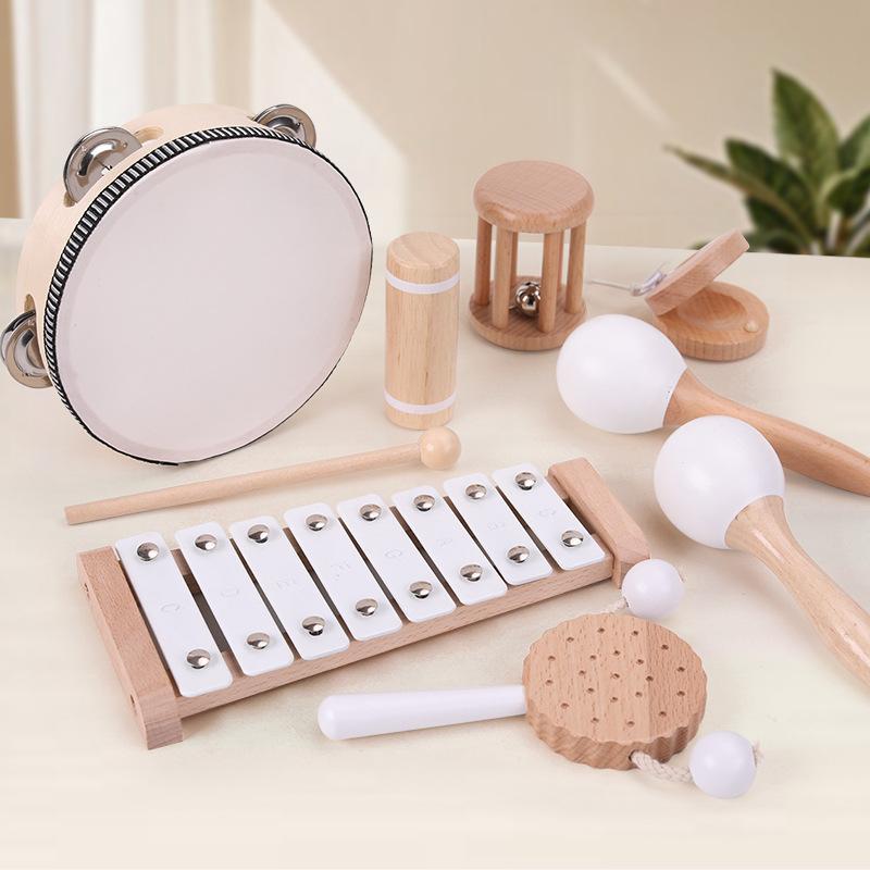 Percussion wooden sand hammer toy sand ball children enlightenment music backing track kindergarten beech sand hammer