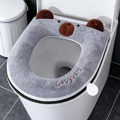 1Pcs Thickened Zipper Cartoon Toilet Mat  Cute Toilet Cover Plus Velvet Toilet Seat Cover To Protect Pregnant Women Confin