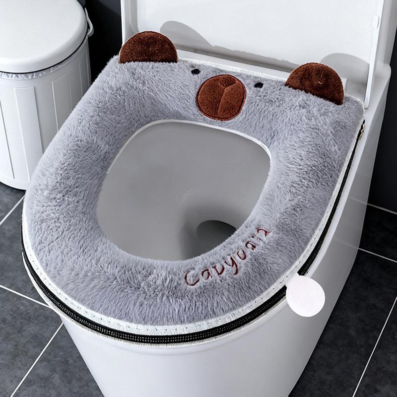 1Pcs Thickened Zipper Cartoon Toilet Mat New Cute Toilet Cover Plus Velvet Toilet Seat Cover To Protect Pregnant Women Confin