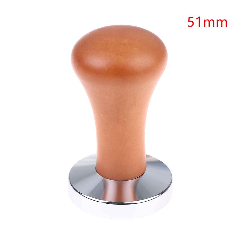 49/51/53/58MM Wood Coffee Tamper Internal Spring Balanced Force Coffee Hammer Stainless Steel Base Barista Tools