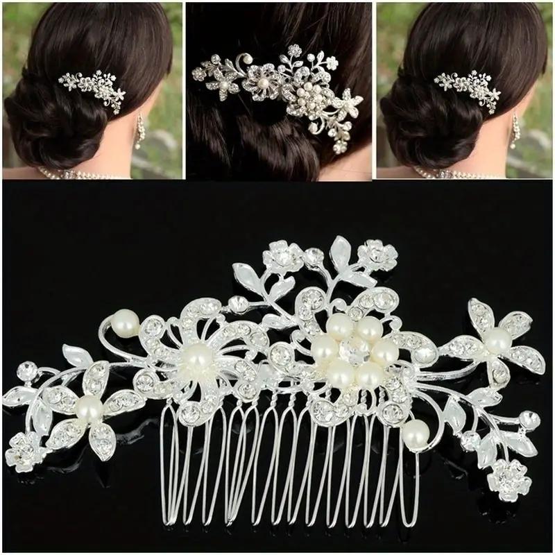 1pc Pearl Water Diamond Bridal Hair Accessory Headwear Silver Wedding Fashion Romantic Women's Jewelry Headbands Hairpins Combs