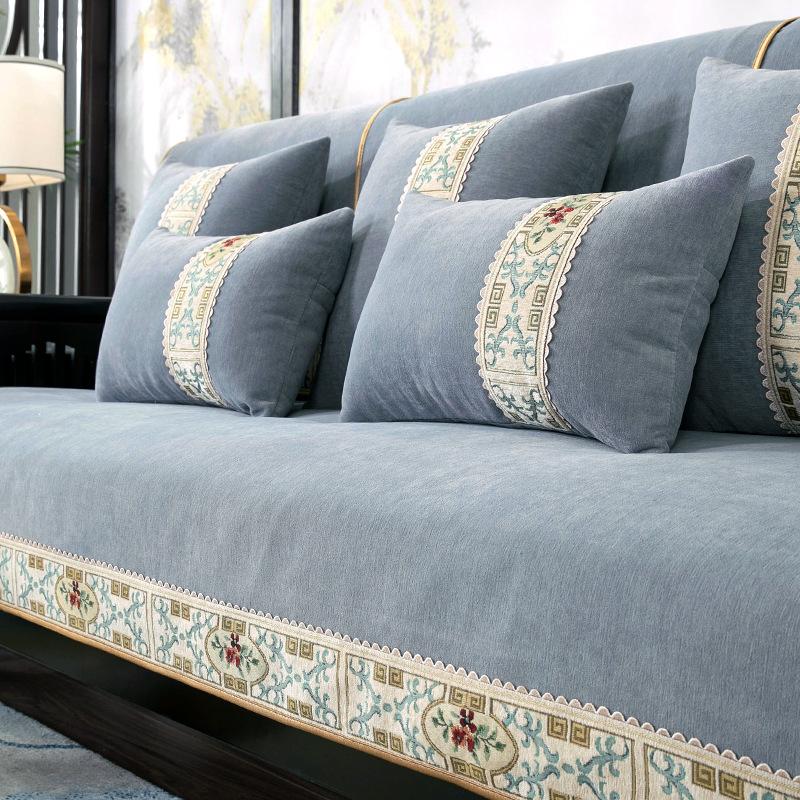 New Chinese Sofa Cushion Four Seasons Universal Non-Slip Light Luxury and Simplicity Modern Backrest Towel Chenille Cover Cloth Cover Cover