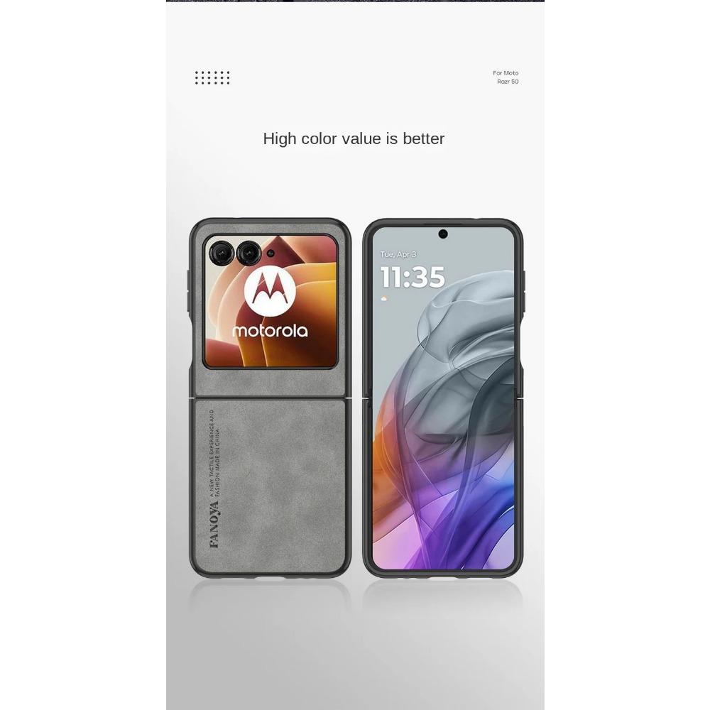 Luxury Leather Shockproof Case for Motorola Moto Razr 50 40 Ultra Protective Cover Magnetic Car Phone Textured Lightweight Full Protection
