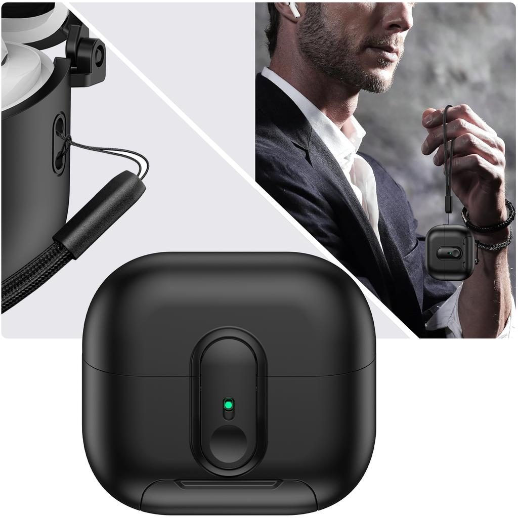 For Samsung Galaxy Buds3 Pro/Buds3 Case Switch Lock Earbuds Cover with Stand and Lanyard