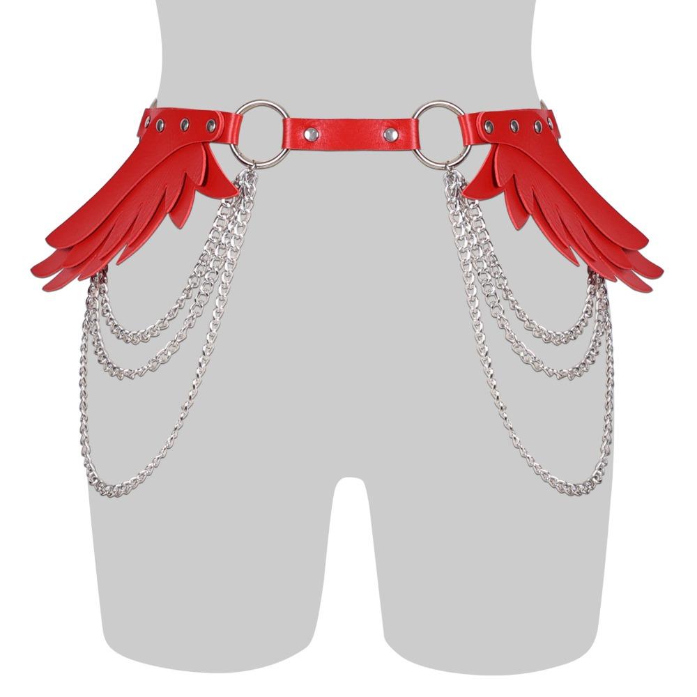 Estilo Harajuku Y2K Cinturón Cuero PU Punk Cinturilla Vintage Remache de Ala Cinturón Ropa de Rendimiento