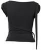 Peulleeoeob Asymmetrical Draped Strap Roll-Up T-Shirt (Fl-170_Black)
