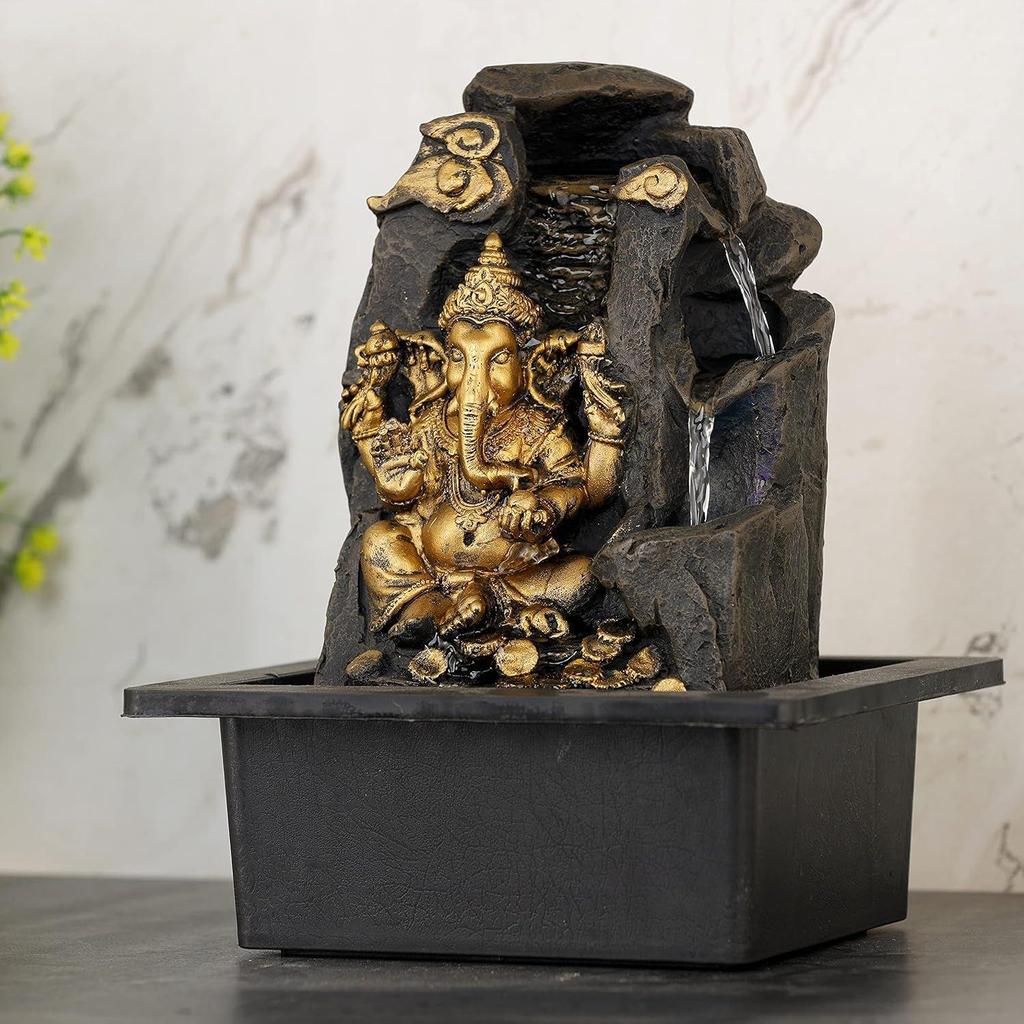 Polyresin Table Top Indoor Outdoor Water Fall Fountain with LED Lights Home Decor Decoration Gift Gifting Items