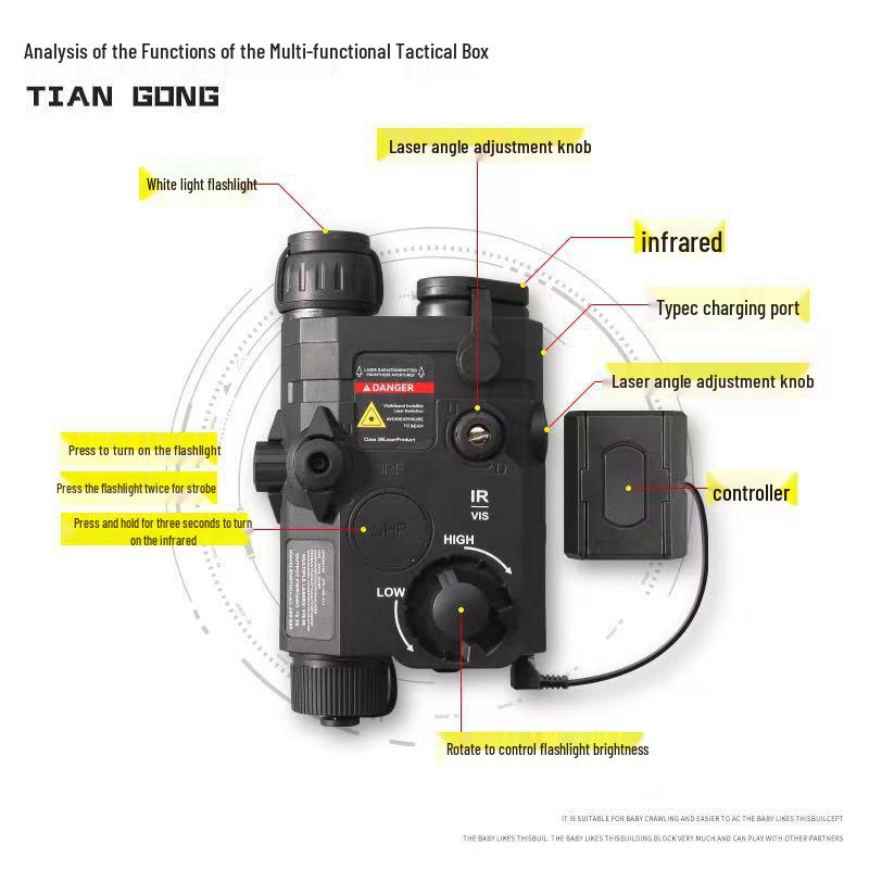 PEQ Adjustable Brightness Tactical Laser Box Lamp for Toy Guns (20MM Universal Fit)
