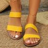 Women's Plus Size Woven Flat Slippers - Summer 2025 Beach Sandals