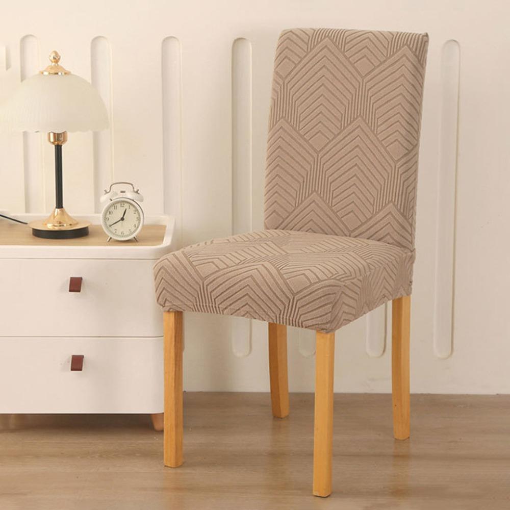 

New Elastic Stretch Dining Chair Cover Waterproof Solid Color Jacquard Chair Cushion Cover Dustproof Chair Protectors Household хаки