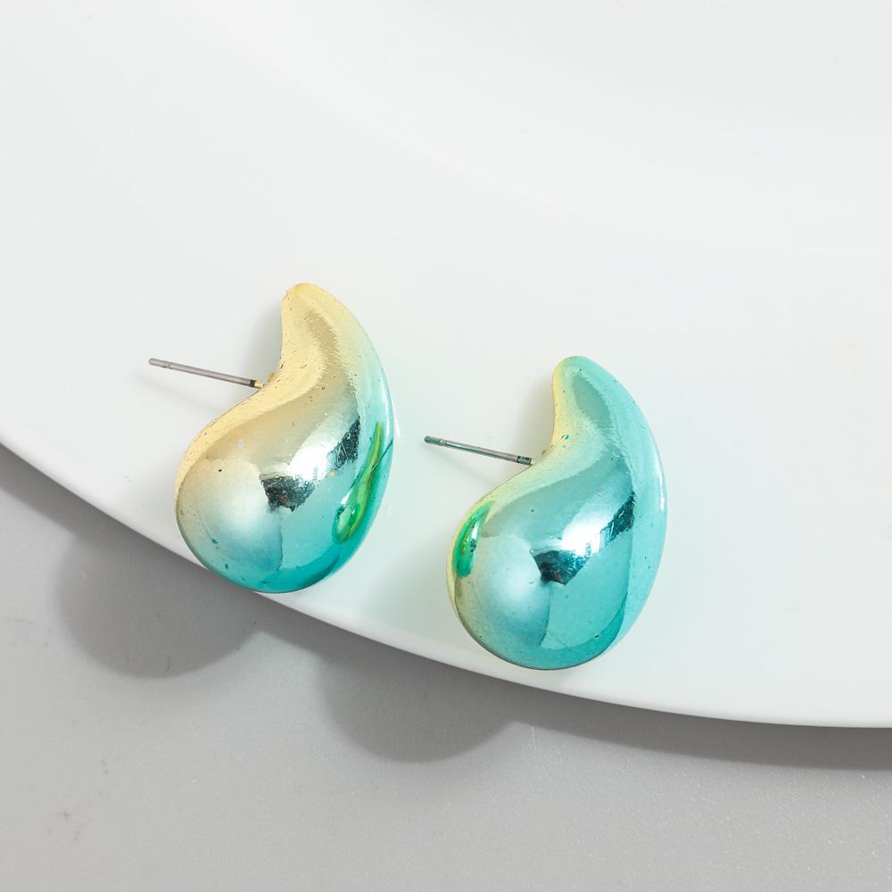New AB Colorful Chunky Teardrop Earrings Dupes for Women Smooth Hollow Thick Water Drop Earring Hoops Trendy Jewelry Lightweight
