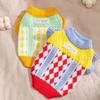 Knitted Dog Sweater With Pineapple Colorblock Grid Design Small Breeds