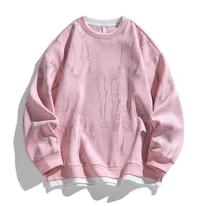 Men s Trendy Patchwork Tie-Dye Heavyweight Fleece Hoodie - Autumn/Winter Collection L