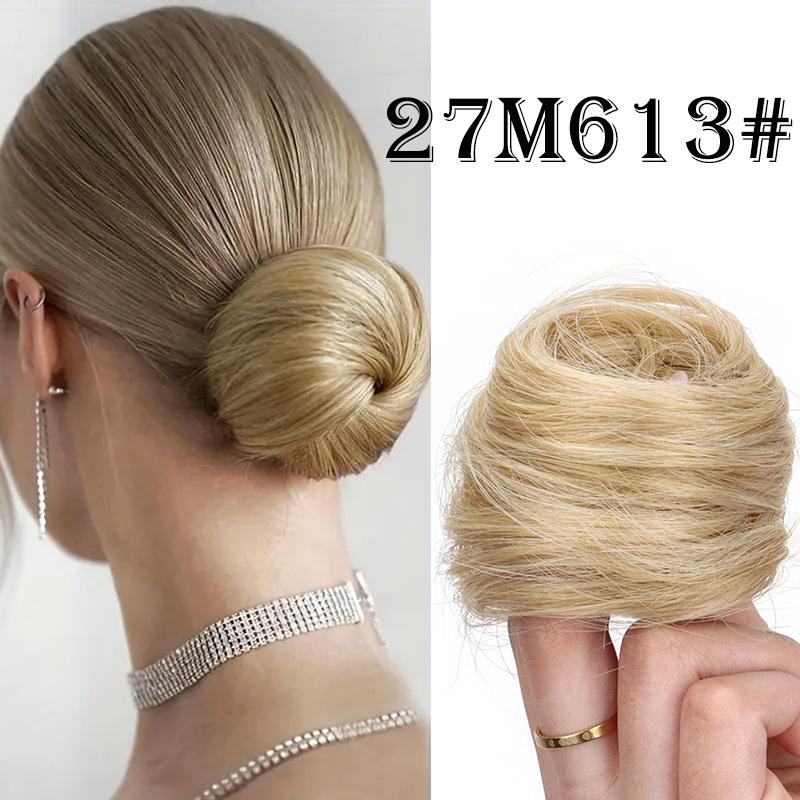 Moño Desordenado de Donut Sintético Chignon Recogido Extensión de Cabello Elástica para Mujeres Accesorios de Cabello Perezosos