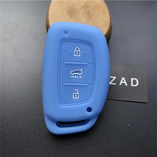 ZAD Silicone Rubber Car Key Case Cover Protector for Hyundai Tucson Elantra MISTRA Santa 9 3 Buttons Smart Key Fob Car Accessory