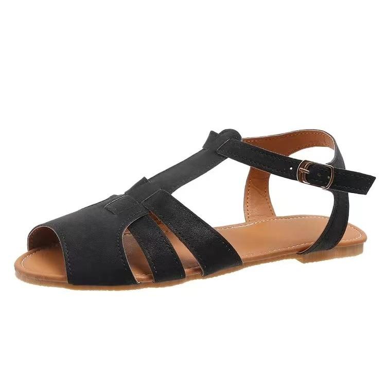 Neue Fischmaul-Sandalen Damen einfarbig Ein-Wort-Schnallenriemen hohle Fischmaul-Sandalen Damen