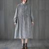 Rochie Plaid Lungă cu Mâneci Lungi din Bumbac și In Loose, Nouă pentru Primăvară, pentru Femei, Talie Medie și Lungă