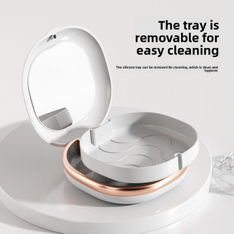 Portable Dental Retainer Case With Mirror And Magnetic Lock For Orthodontic Storage