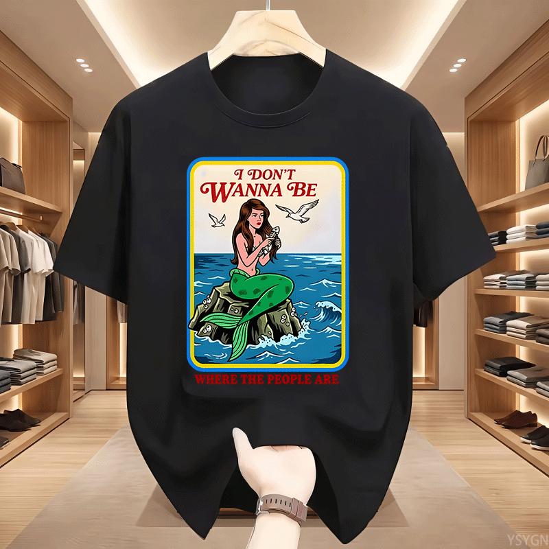 I Dont Wanna Be Where The People Are T Shirt Ocean Lover Tshirt Beach Aesthetic Tee Unisex Short Sleeve Round Neck Tshirts Tops