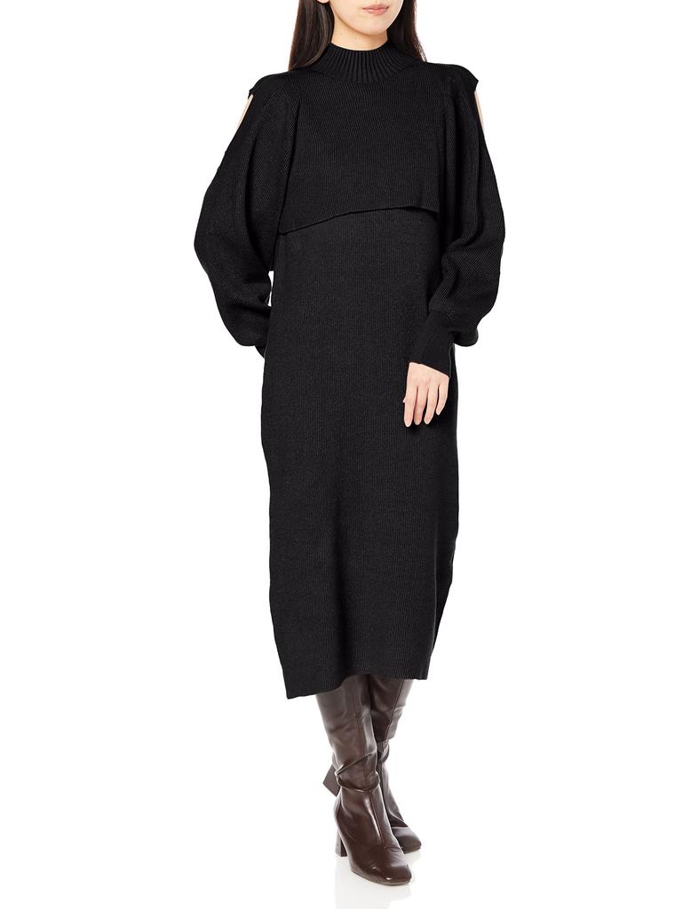 Snidel Open Arm Knit Dress Size F Women's SWNO225060, Black,