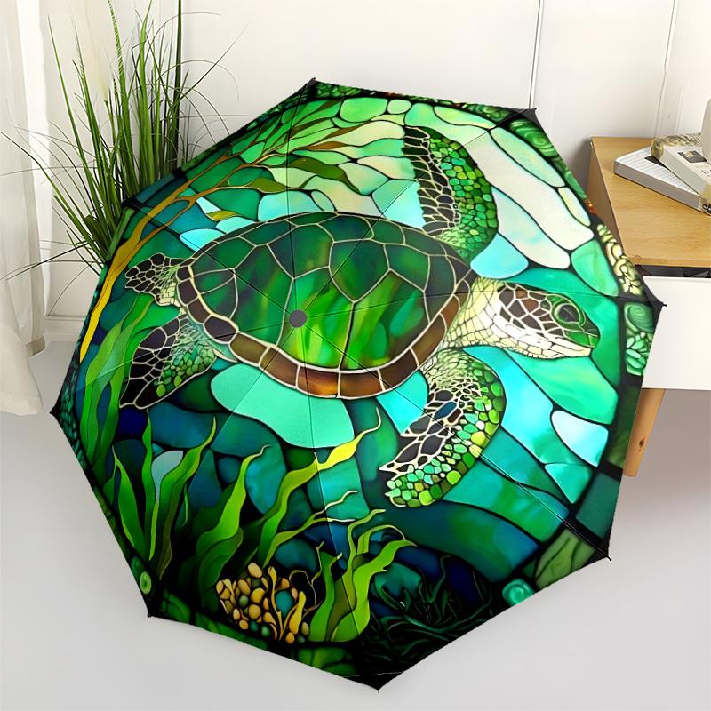 1pc Sea Turtle Artwork Automatic Umbrella - Automatic Opening And Closing, Sturdy Iron Frame, Formal Occasions yy251018161