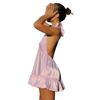 Halter Strap Deep V-Neck Ruffle Dress - Sexy Sleeveless Waist-Cinching Short Skirt for Women