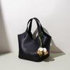 Leather fashion foreign style vegetable basket bag, Korean niche portable bucket bag, leather premium versatile messenger bag women