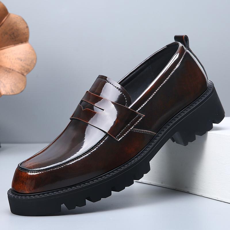 Fashion Business and Leisure Men's Loafers Gentleman Minimalist Style Work or Office Fashion Party Outdoor Street Lacquer Leather Shoes
