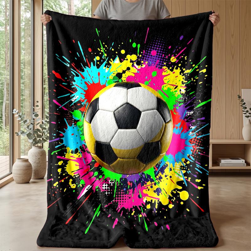 Soccer Ball Splash Art 9 Theme blanket Lightweight Warm Flannel Blanket Decorative Throw Blanket for Home Decoration