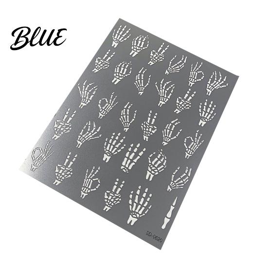 5D Embossed Nail Decals Halloween Art Stickers Skull Pumpkin Ghost Spooky Stickers Decals Waterproof Self Adhesive Manicure Decoration Decorative