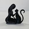Jijijing 3D Printed Sculpture, One-Piece Molding Desktop Figure, Abstract Woman Cat Art Ornament for Home Decor Gift